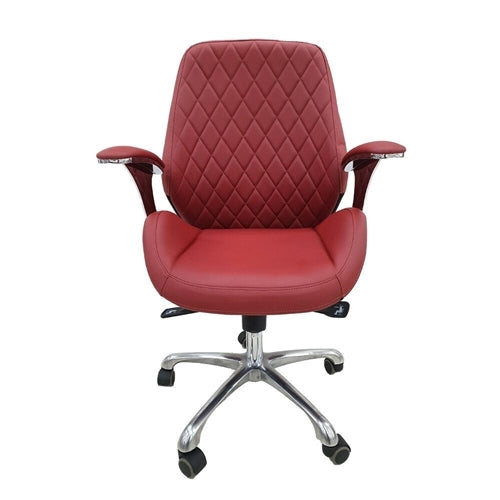 Nail Salon Customer Chair Arm Rest Round 3219B Hydraulic Swivel Leather PU Burgundy