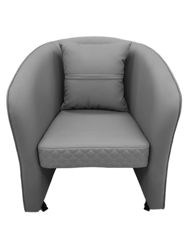 Salon Customer Chair Arm Rest Round 3232 Swivel Leather PU Grey