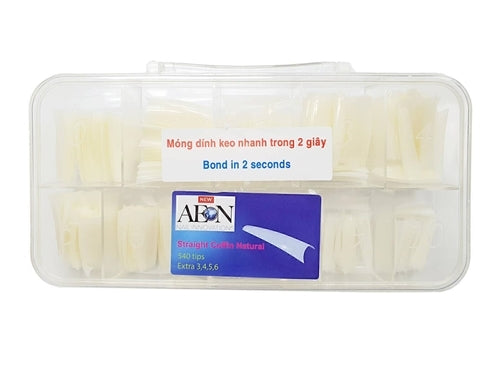 AEON False Fake Nail Tip Box Straight Coffin - Natural 540pcs