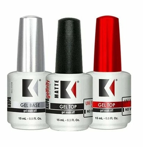 Kupa TRIO Nail Gel Base & No Wipe Top Coat & Matte Top Coat Set