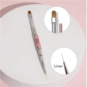 ZEN Builder Hard Gel Nail - Dual Oval Brush Pink Size 12 & Liner 11mm