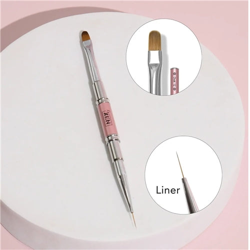 ZEN Builder Hard Gel Nail - Dual Oval Brush Pink Size 12 & Liner 11mm