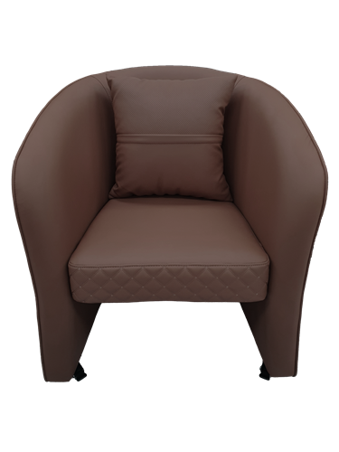 Salon Customer Chair Arm Rest Round 3232 Swivel Leather PU Chocolate