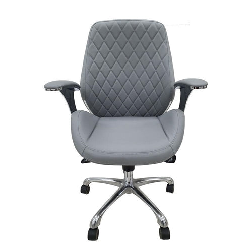 Salon Customer Chair Arm Rest Round 3219B Hydraulic Swivel Leather PU Grey