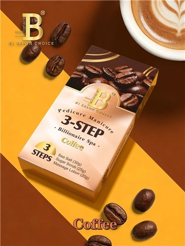 Billionaire Spa Nail Pedicure Kit 3 Steps - Coffee