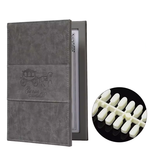 308 Colors Nail Gel Polish Display Book Chart Card Board with 360 Tips (Grey Leather)