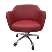 Salon Customer Chair Arm Rest Round 201 Hydraulic Swivel Leather PU Burgundy