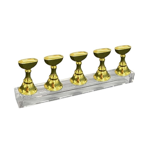 Nail Art Accessory - Magnet Nail Tip Display Stand Holder Practice Gold 5pcs