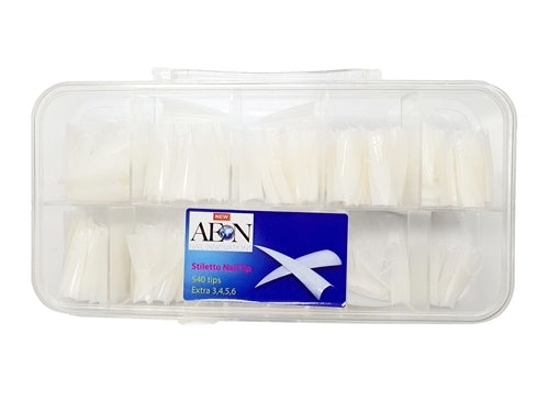 AEON False Fake Nail Tip Box Stiletto Point Pointing - Natural 540pcs