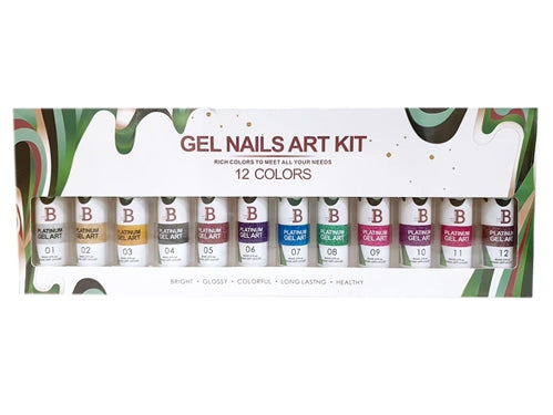 Billionaire - Nail Liner Art UV LED Gel Polish Glitter Kit - 12 Colors 8ml