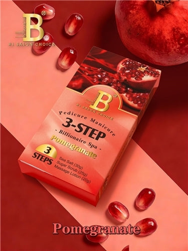 Billionaire Spa Nail Pedicure Kit 3 Steps - Pomegranate