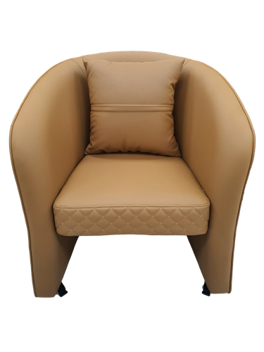 Salon Customer Chair Arm Rest Round 3232 Swivel Leather PU Cappuccino