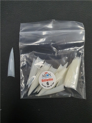 AEON - Stiletto Nail False Tips Extension Refill Size 6 (50pcs)